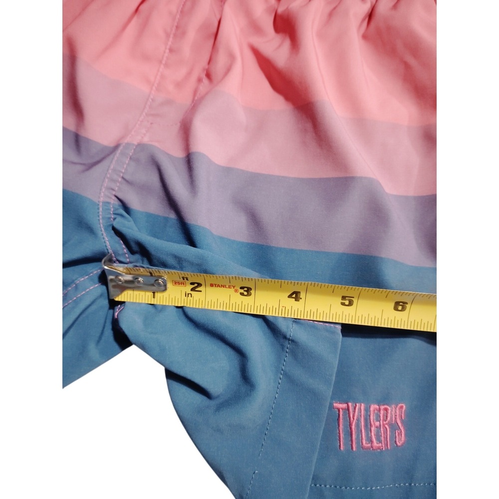 Tylers Youth Medium Swim Trunks Pink Purple Blue Striped Board Shorts Texas Logo - Picture 6 of 8